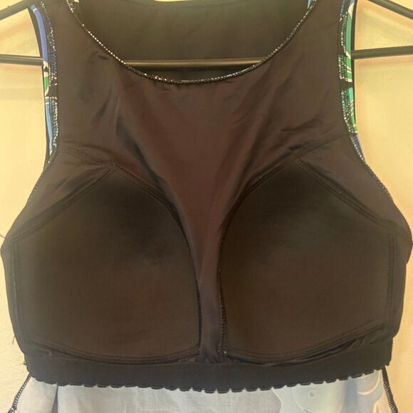 Lands' End Cascading Deco Floral High Neck Tankini Top sz 10 - Picture 9 of 11